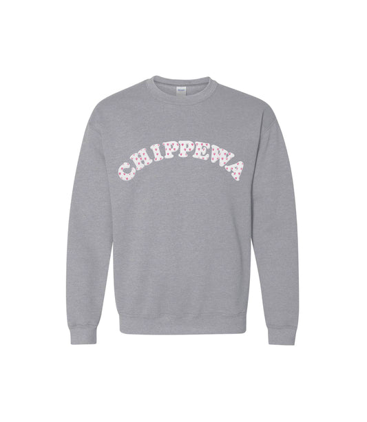 Girls Camp Heart Print Crewneck Sweatshirt